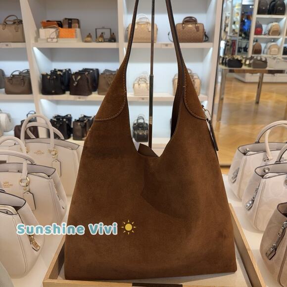 NWT Coach CW636 Suede Brooklyn 39 Shoulder Bag Brass/Warm Brown Color - Picture 1 of 13